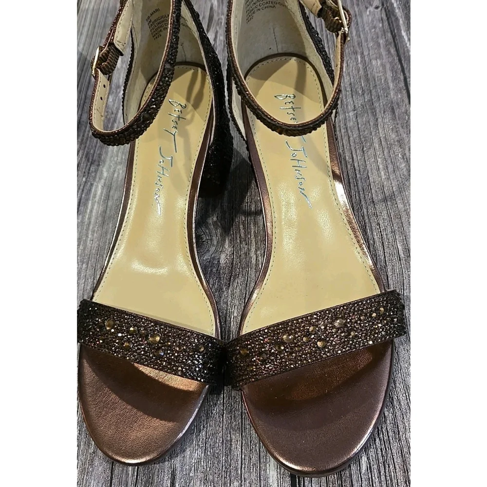 Betsey Johson Block Heel Embellished Brown Rhinestone Shoes: Mari NWB (Shelf)